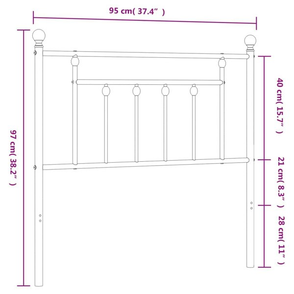 Berkfield Metal Headboard White 90 cm