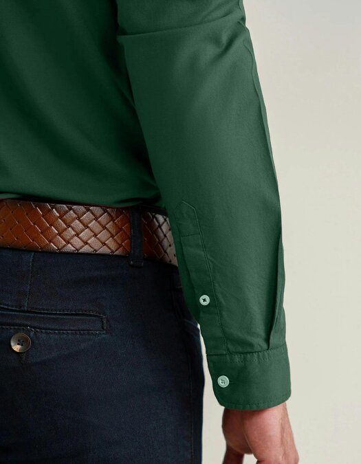 Men's Dark Green Long Sleeve Button Down Casual Shirt