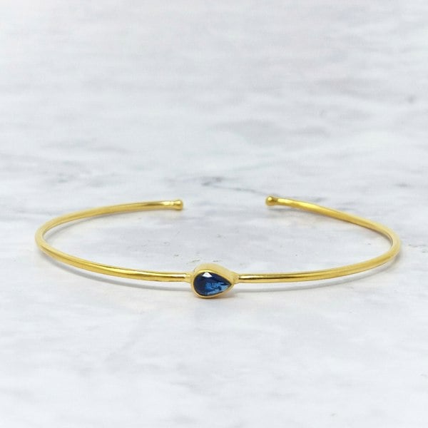 Sapphire September Birthstone Gold Plated Bangle