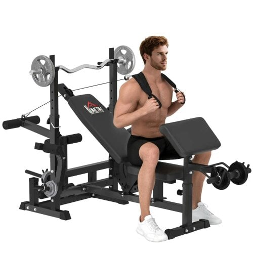 Bobobiy Weight Bench, 6 in 1 Adjustable Bench Press with Leg Extension, Multi-Function Home Gym Equipment for Strength Training Weightlifting