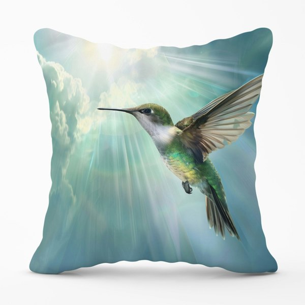 Warren Reed Hummingbird In A Beautiful Sky Cushions