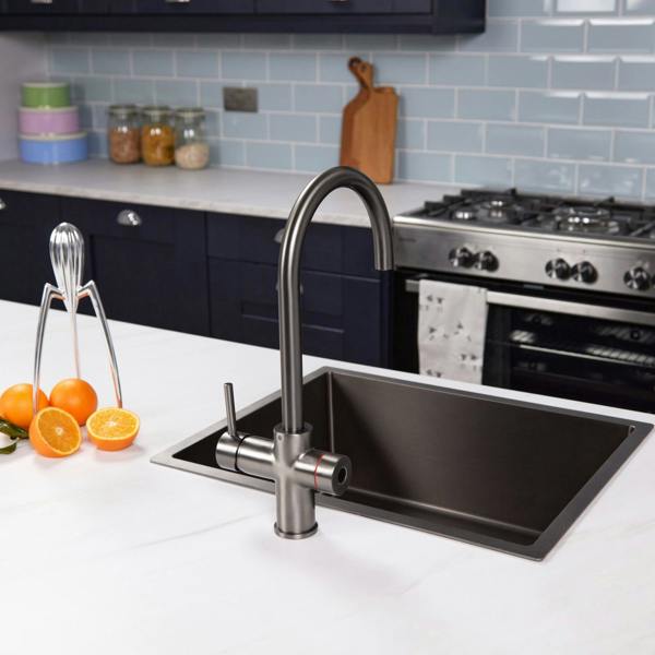 Impromta 3 in 1 Biometric Swan Neck Boiling Water Tap | Gun Metal Finish