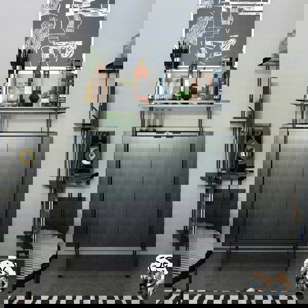 Dorel Home Wainwright Bar Cabinet in Black Oak