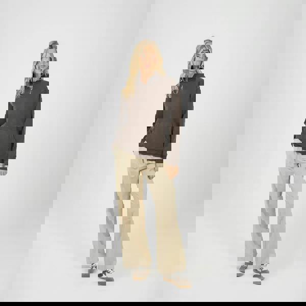 Brave Soul Brown Quarter Zip Funnel Neck Sweatshirt - Brown Image 3