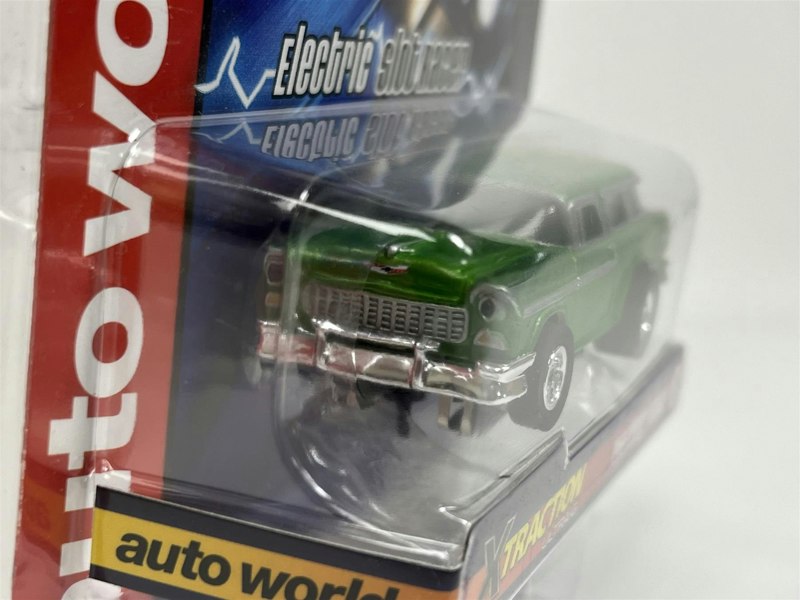 Auto World Slot Cars 1956 Chevy Nomad Green X Traction Flame Throwers HO Scale SC366-2