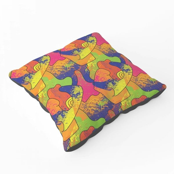 Warren Reed Bright Abstract Pattern Floor Cushion