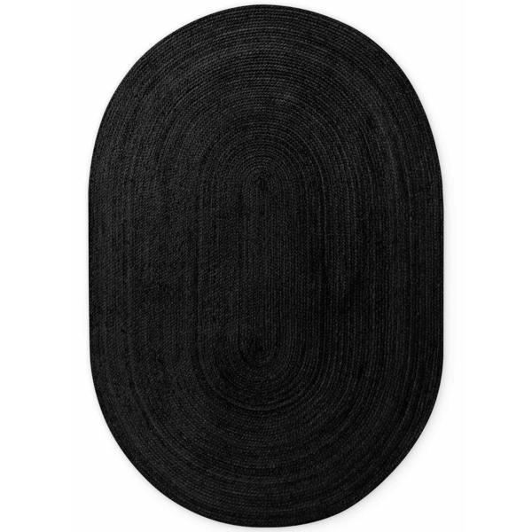 Braided Jute Rug Round Rangpur Black