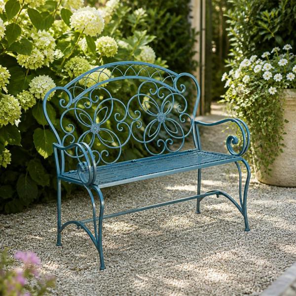 111CM BLUE/GOLD METAL BENCH