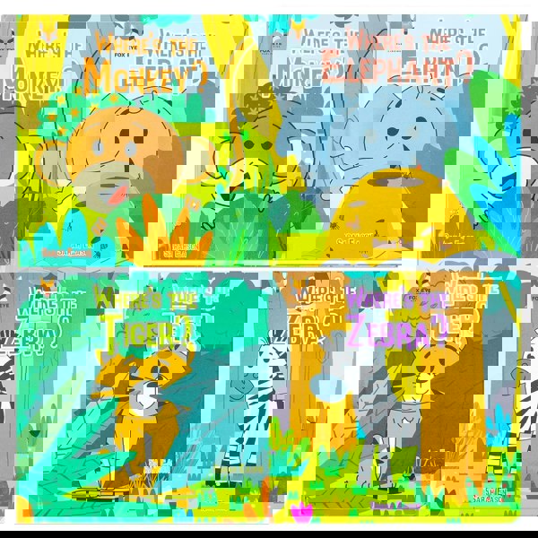 Where's the Monkey? And Friends 4 Books Collection Set (Monkey, Elephant, Tiger, Zebra)