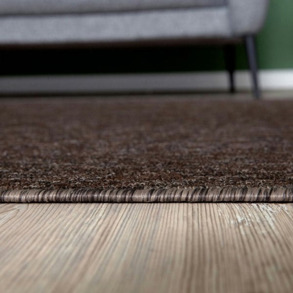 Brown Low Pile Area Rug Plain Design