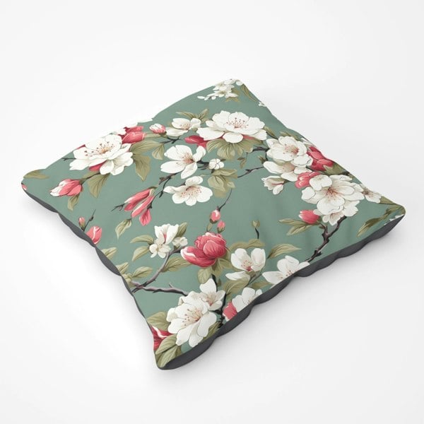 Warren Reed Pink And White Blossom Floor Cushion