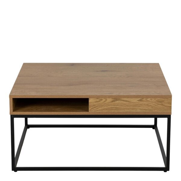 Wyld Haus Pisa Square Wild Oak Effect Coffee Table Steel Base Open Storage