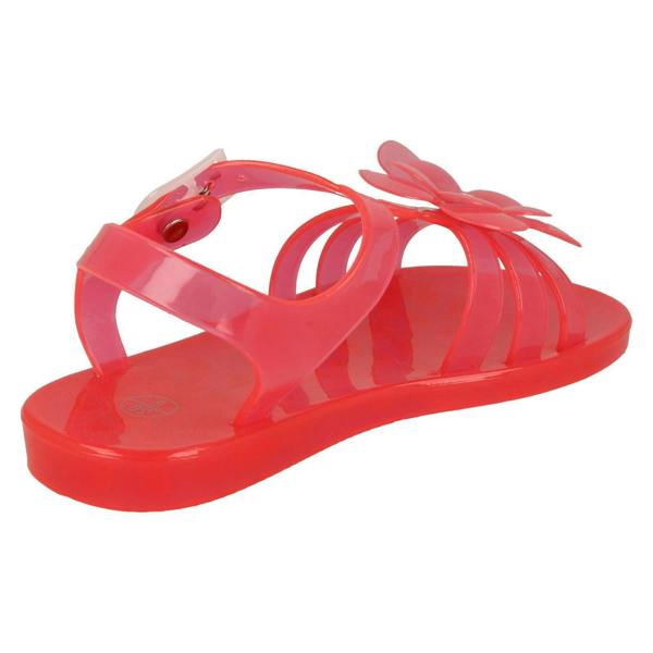 Spot On Girls Spot On Flat Strappy T Bar Flower Trim Sandal