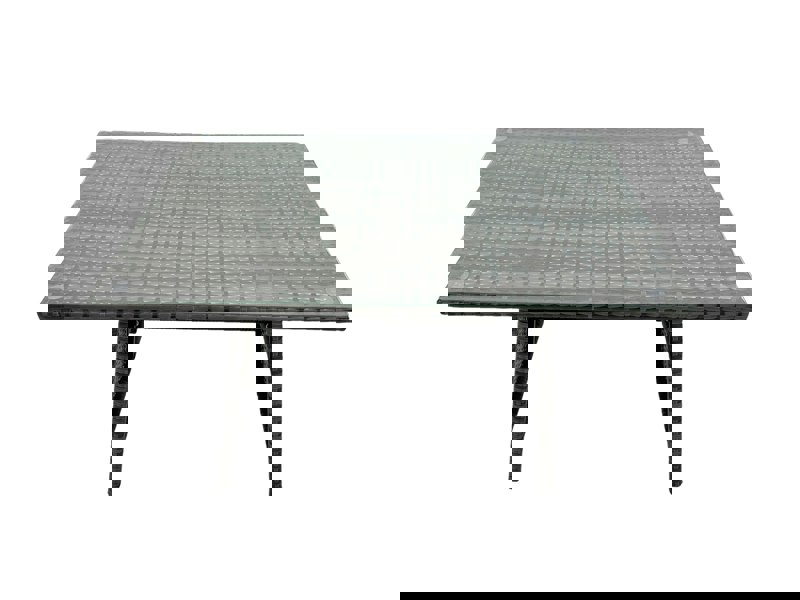 Fimous Outdoor Rattan Garden Furniture Lounge Sofa Set With Oblong Dining Table Side Coffee Table And Big Footstool