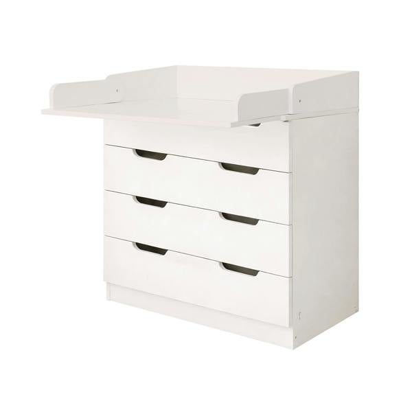 Kudlhome 1580WCO Baby 4 Drawer With Changing Board/Storage, White