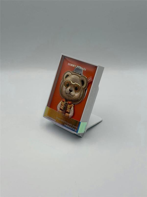 Nimmy Friends Nimmy Cool & Cute 2.0 Brown Bear Embroidery Magnetic Stand with MagSafe Brown - N-KM-BSZJ-11-B