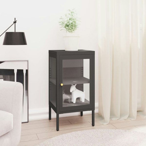 Berkfield Sideboard Anthracite 38x35x70 cm Steel and Glass
