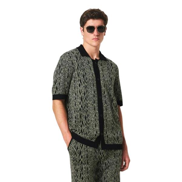Hugo Mens Knitted Regular Short-Sleeved Shirt - Green - 