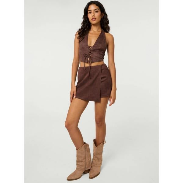 Pink Vanilla Suedette Lace Halterneck Top