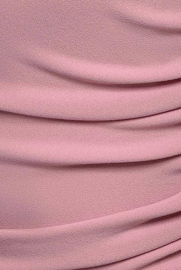 One Shoulder Puffed Satin Sleeve Evening Maxi Dress - Blush Pink DR4640