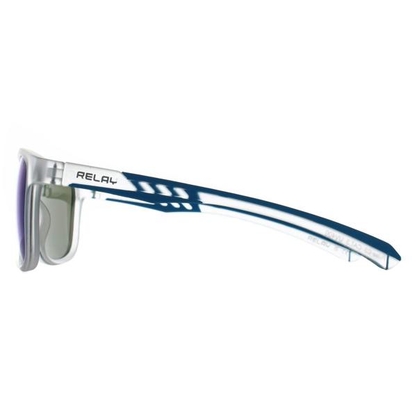 Relay Round Unisex Matte Transparent and Blue Revo Polarized Pulse Sunglasses