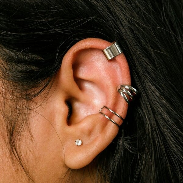 The Colourful Aura Gold Plated 3 Piece Adjustable Non Piercing Everyday Helix Ear Cuff Band