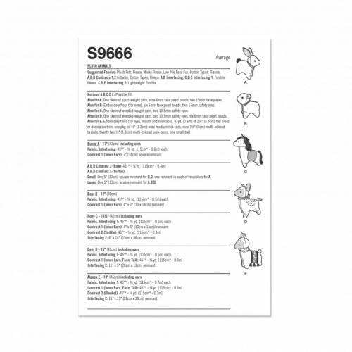 Simplicity Sewing Pattern 9666, Toys OS (One Size) - Intermediate