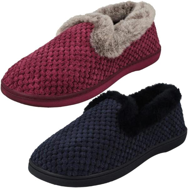 Padders Ladies Padders Textured Trimmed Full Slippers Misha