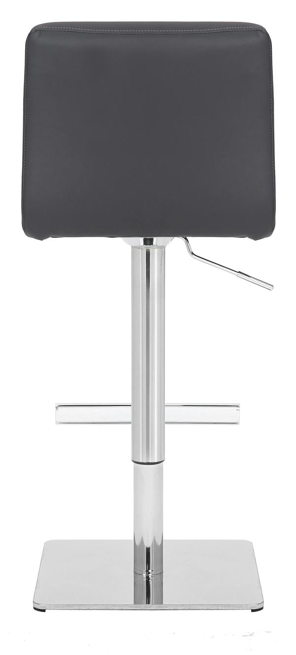 Lamboro Luscious Deluxe Real Leather Breakfast Bar Stool, Chrome Footrest, Swivel Gas Lift, Home Bar & Kitchen Barstool, Charcoal Grey
