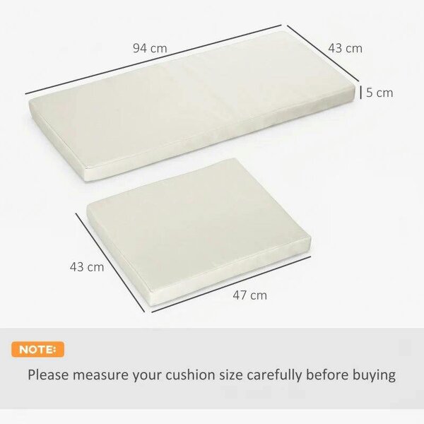 Outdoor Seat Cushion Pads for Rattan Furniture, 3 PCs Garden Furniture Cushions, Cream White