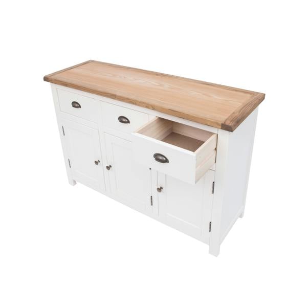 Cabinet Bits Lovere Off White 3 Drawer 3 Door Sideboard Brass Cup Handle