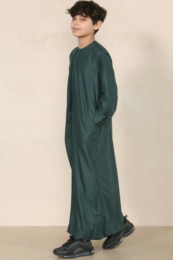 Infinity Leather Boy's Kids Thobe Emirati Jubba Islamic Clothing Kaftan Eid String Tassel