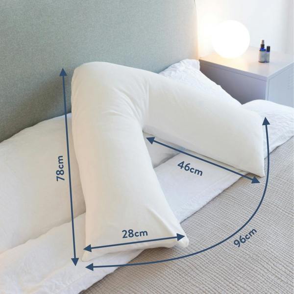 V Shape Pregnancy Pillow - How To Use - Positions for feeding, side sleeping, breast and bump support back pain - Putnams UK V-Shaped British Wool Pregnancy Pillow - 100% Cotton Cover