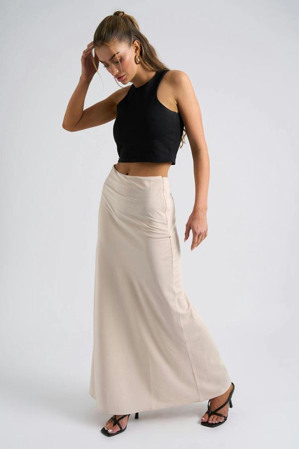 Urban Bliss Stone Satin Bias Cut Maxi Skirt