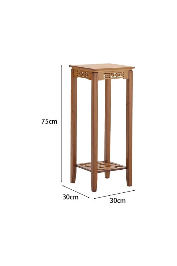 Living and Home 2-Tier Bamboo Plant Stand Classic Rustic Style Flower Stand