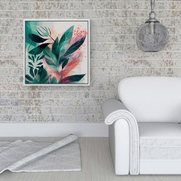 Warren Reed Green Feather leaves Tropical Framed Canvas