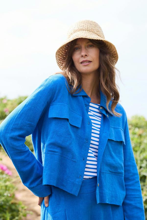 Grasslands Linen Blend Jacket Cobalt