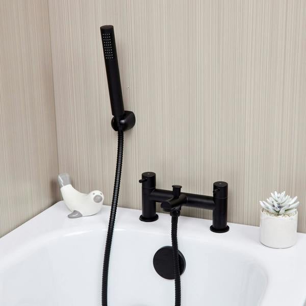 Flode Runn | Bath Shower Mixer | Including Handset and Holder | Matt Black