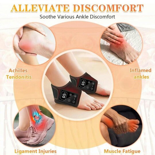 Havendro 1PC Electric Foot Ankle Massager Heating Vibration Hot Compress Pain Relief Tool