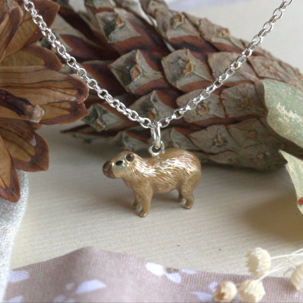 Mylee London Capybara Necklace - Enamelled Sterling Silver