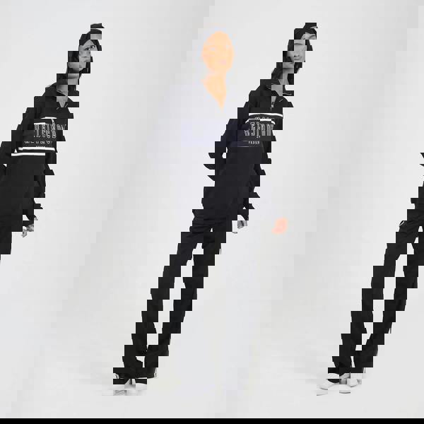 Brave Soul Black Funnel Neck Quarter Zip Sweatshirt With Embroidery - Black Image 3