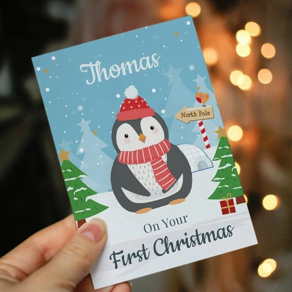 Personalised Memento Company Personalised Christmas Penguin Card