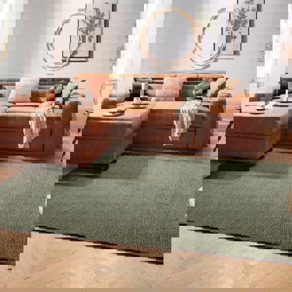 Supersoft Unicolor Short-Pile Green Rug