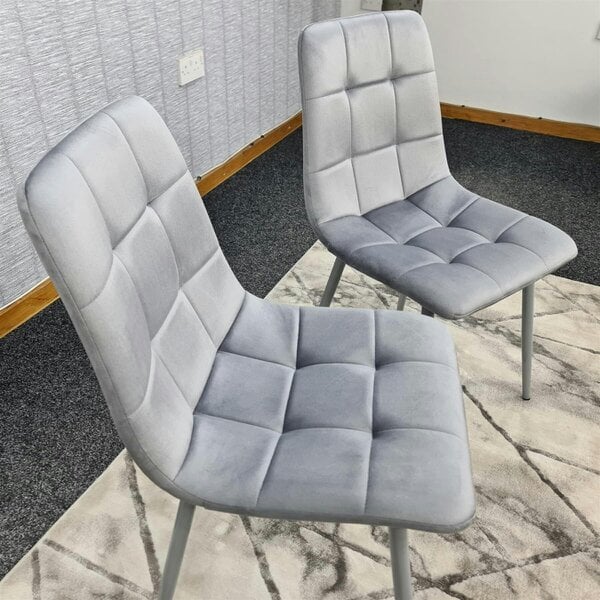 Kosy Koala Dining Chairs Set of 2 Grey Velvet Kitchen Chairs
