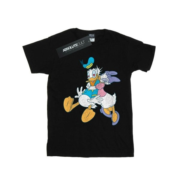 Disney Womens/Ladies Donald And Daisy Duck Kiss Cotton Boyfriend T-Shirt - Black