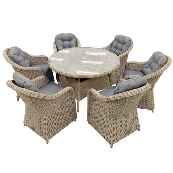 Oseasons Sicilia Rattan 6 Seat Dining Set in Sandy Oak with 120cm Table