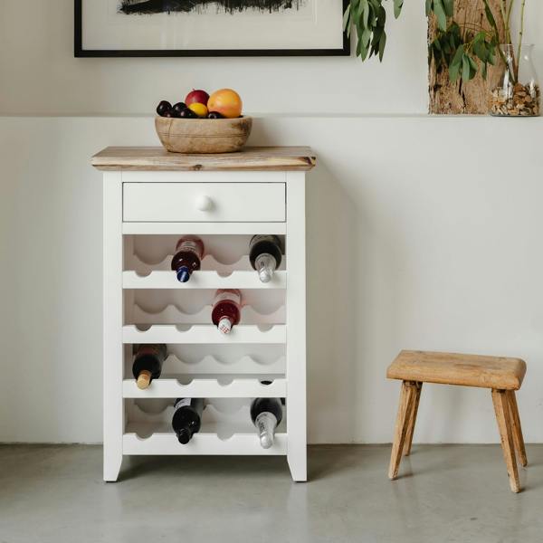 Florence Wine Rack with Drawer Wooden 16 Wine Bottle Storage