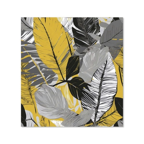 Warren Reed - Designer Grey Yellow Floral Leaves Kitchen Splashback