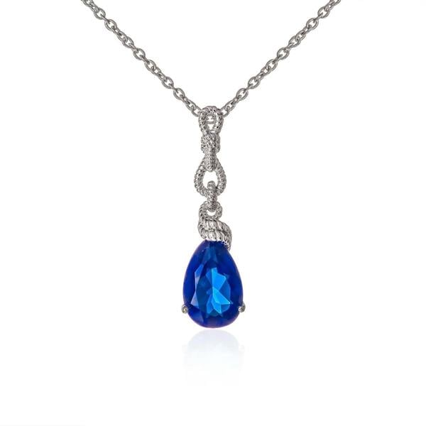 925 Sterling Silver Royal Blue Teardrop Pendant Necklace for Women - namana.london