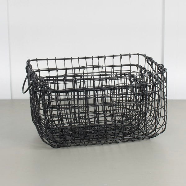 Virginia Hayward Black Wire Baskets Set of 3